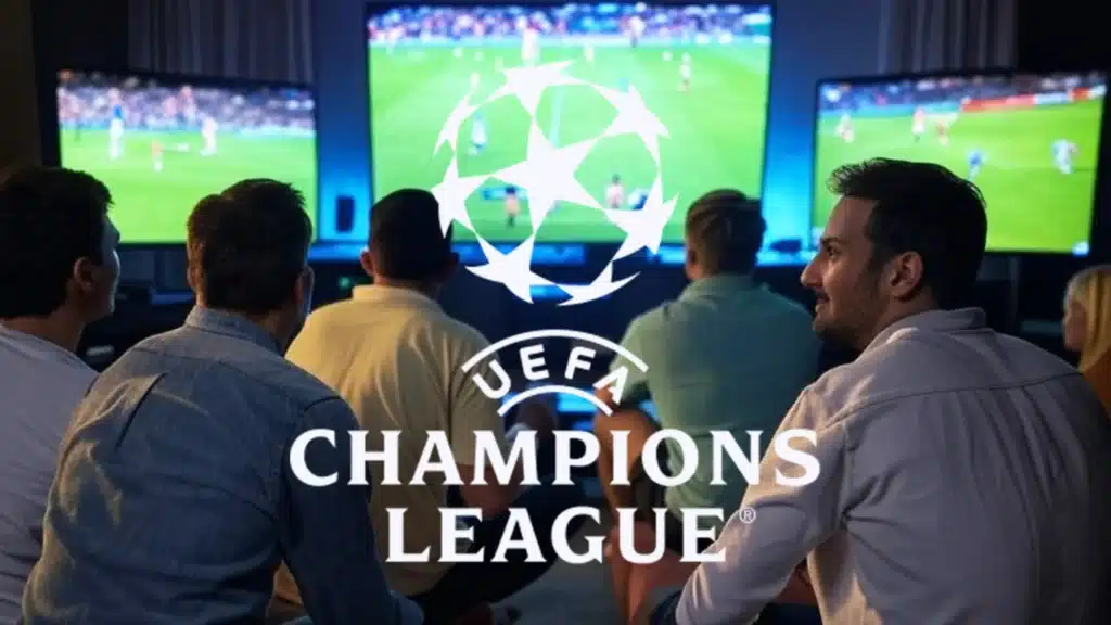 Fans regardant un match de football européen via IPTV sport.