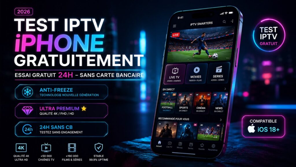 Test IPTV iPhone 2026 - Essai gratuit 24h