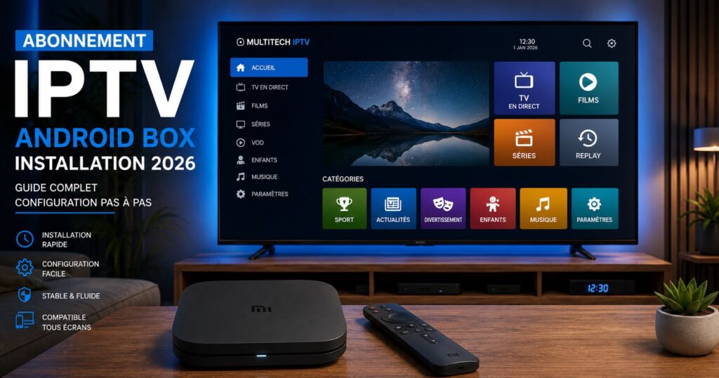 Abonnement IPTV Android Box installation 2026 — guide complet configuration Multitech IPTV