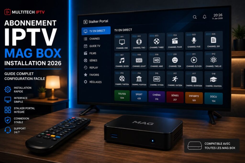 Abonnement IPTV MAG Box installation configuration 2026 — Stalker Portal Multitech IPTV